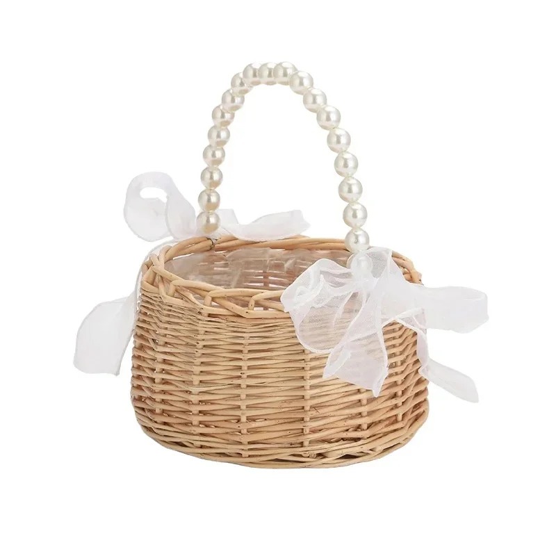 Gardening Tools Girls - Pearl Handle Rattan Wedding Flower Girl