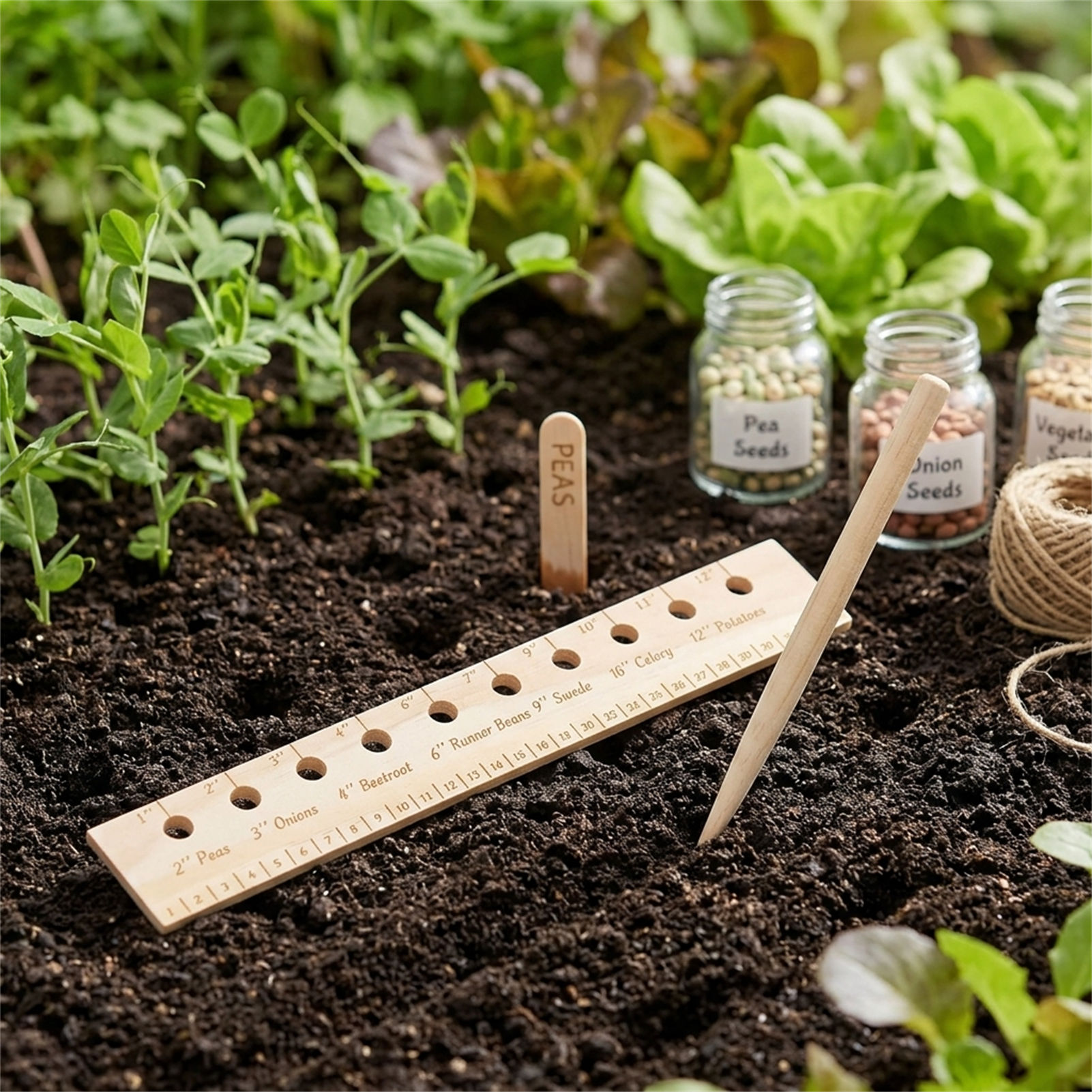 Solid Wood Planting Ruler for  - Gardening Tools Vegetables recension och pris